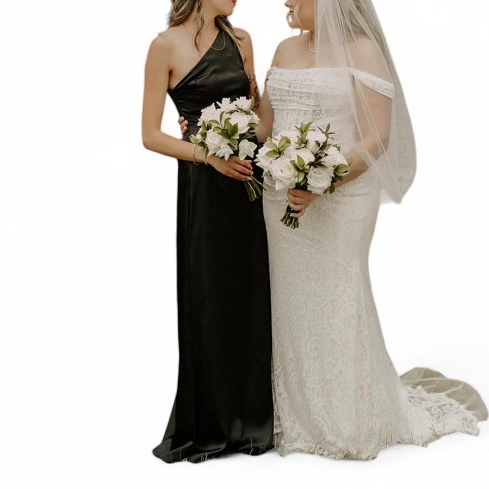 Azazie One Shoulder Black Dress - Picture 4 of 4